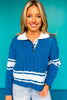 SSYS Dawson Cable Knit Stripe Sweater In Blue