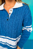 SSYS Dawson Cable Knit Stripe Sweater In Blue