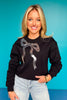 SSYS Dorothy Cropped Bow Sequin Sweatshirt In Black