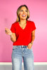 SSYS Signature Double Lined V Neck Lightweight Air Tee Shirt In Red