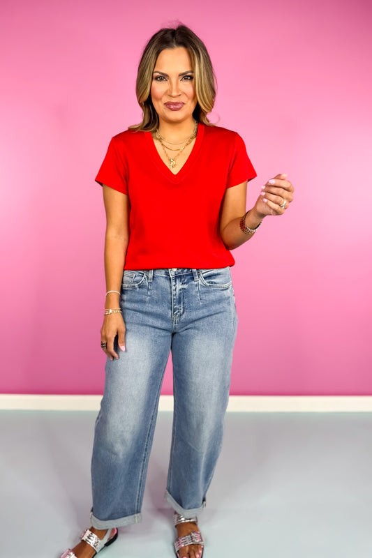 Vervet Super High Rise Double Cuffed Barrel Jeans