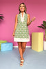 Green Floral Scallop Sleeveless Split Hem Dress *FINAL SALE*