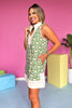 Green Floral Scallop Sleeveless Split Hem Dress *FINAL SALE*