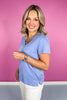 SSYS Signature Double Lined V Neck Lightweight Air Tee Shirt In Light Blue