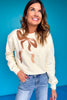 SSYS Dorothy Cropped Bow Sequin Sweatshirt In Ivory