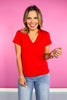 SSYS Signature Double Lined V Neck Lightweight Air Tee Shirt In Red