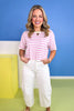 Pink Stripe Drop Shoulder Short Sleeve Top *FINAL SALE*, basic tee, causal, comfortable, ssys by mallory fitzsimmons