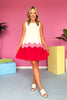 Cream Pink Red Colorblock Ric Rac Contrast Sleeveless Dress *FINAL SALE*