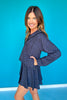 SSYS Navy Animal Print Zip Hooded Jacket