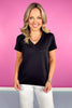 SSYS Signature Double Lined V Neck Lightweight Air Tee Shirt In Black