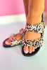 Animal Print Double Rhinestone Buckle Slide Sandals
