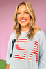 Blue USA Drop Shoulder Cuff Three Quarter Sleeve Top
