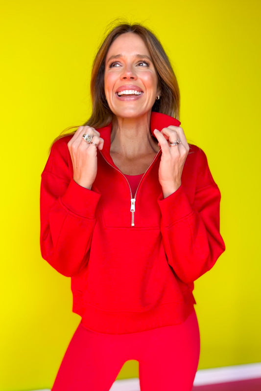 SSYS Ainsley Cropped Air Pullover In Red