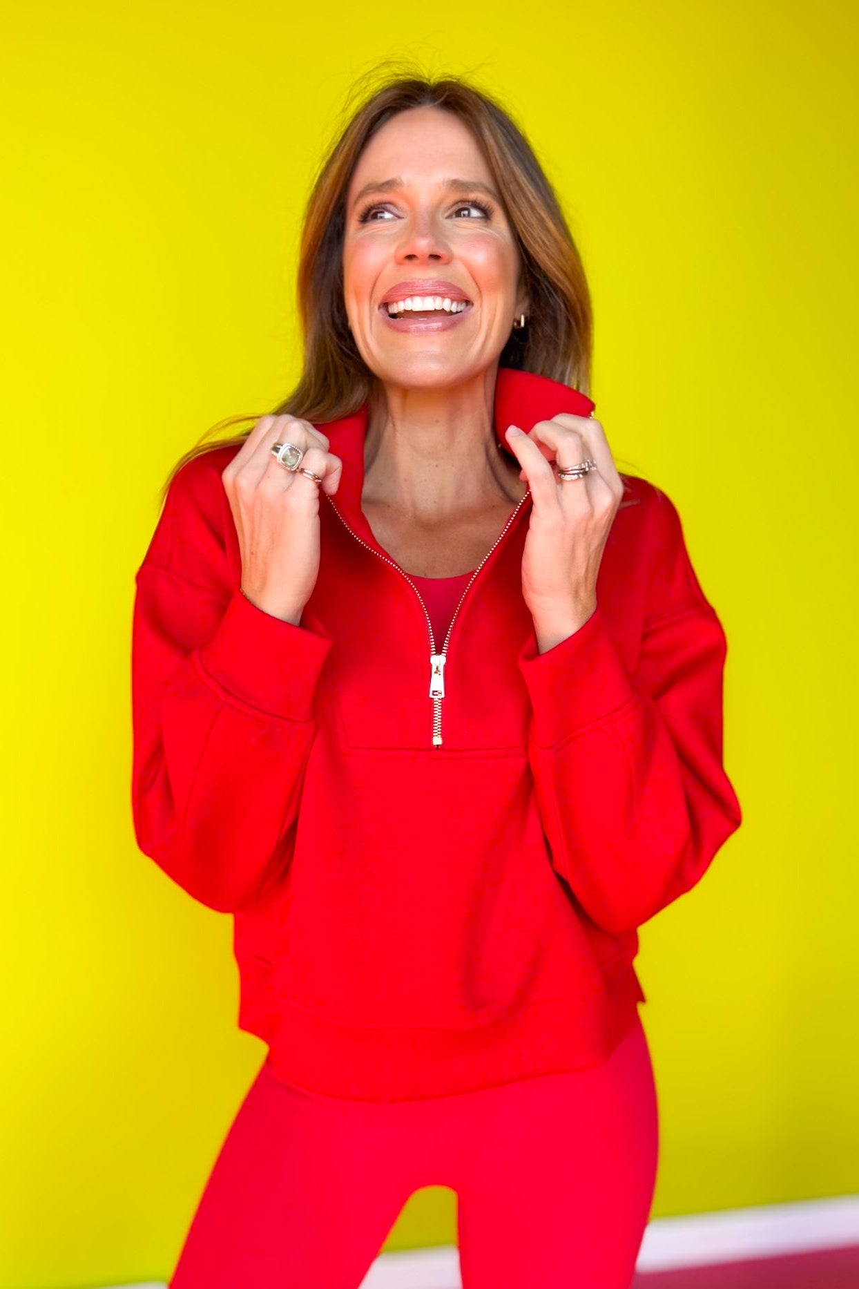 SSYS Ainsley Cropped Air Pullover In Red