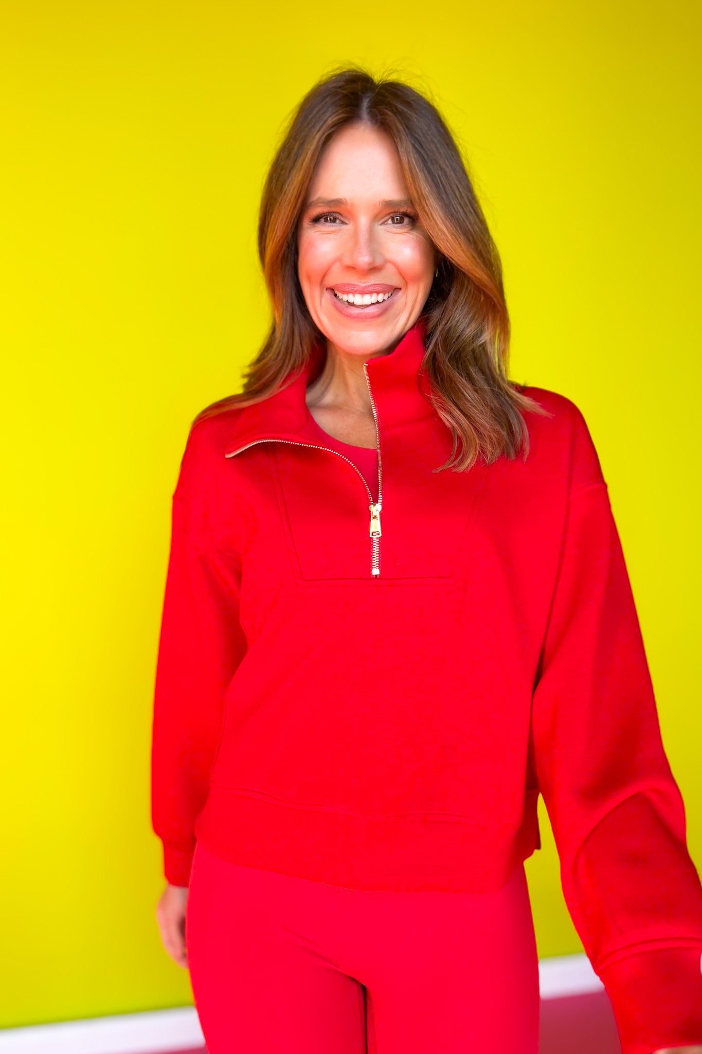 SSYS Ainsley Cropped Air Pullover In Red