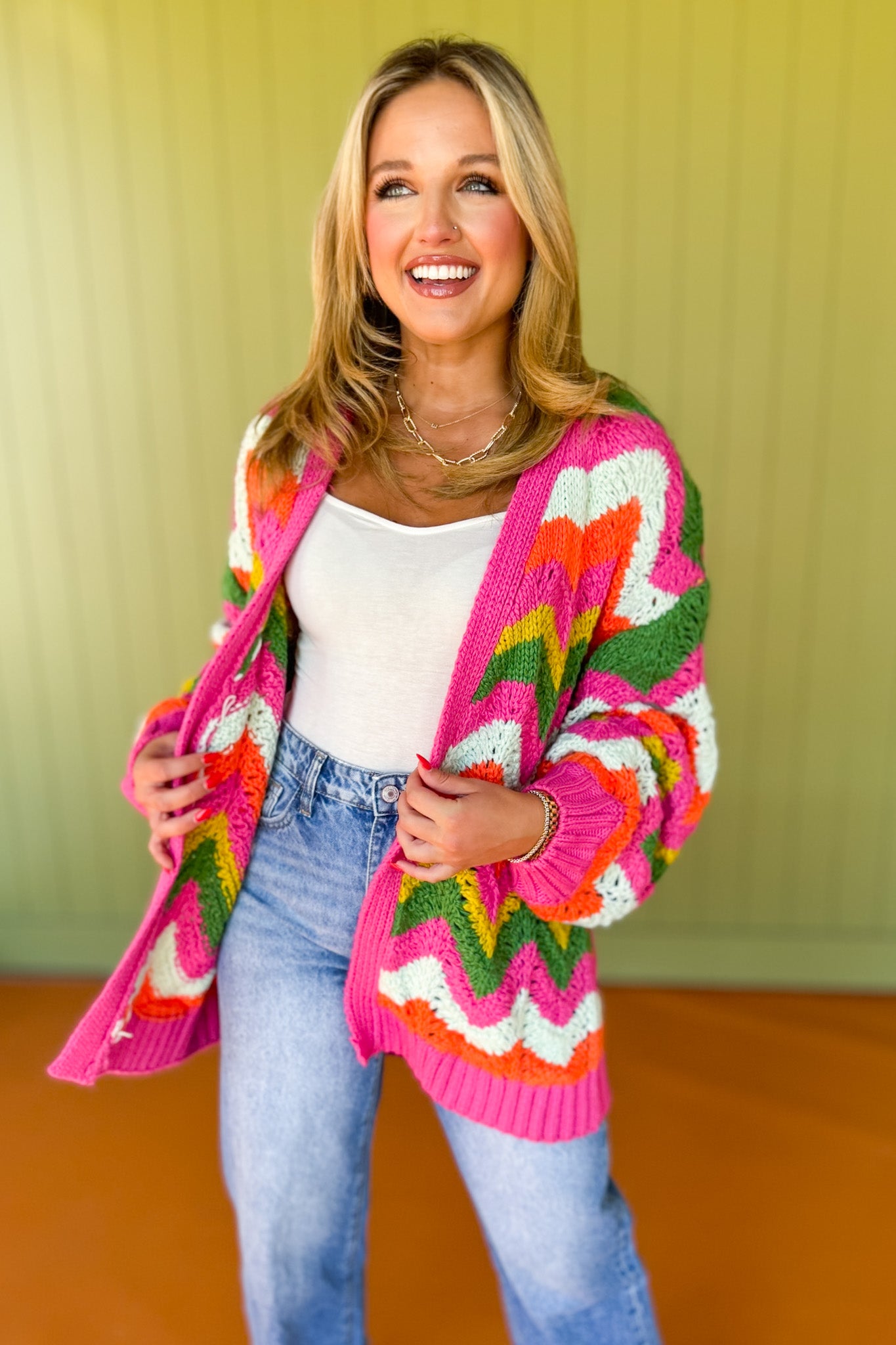  Pink Multi Stripe Knit Drop Shoulder Cardigan, must have sweater, must have style, fall style, fall fashion, elevated style, elevated sweater, mom style, shop style your senses by mallory fitzsimmons, ssys by mallory fitzsimmons