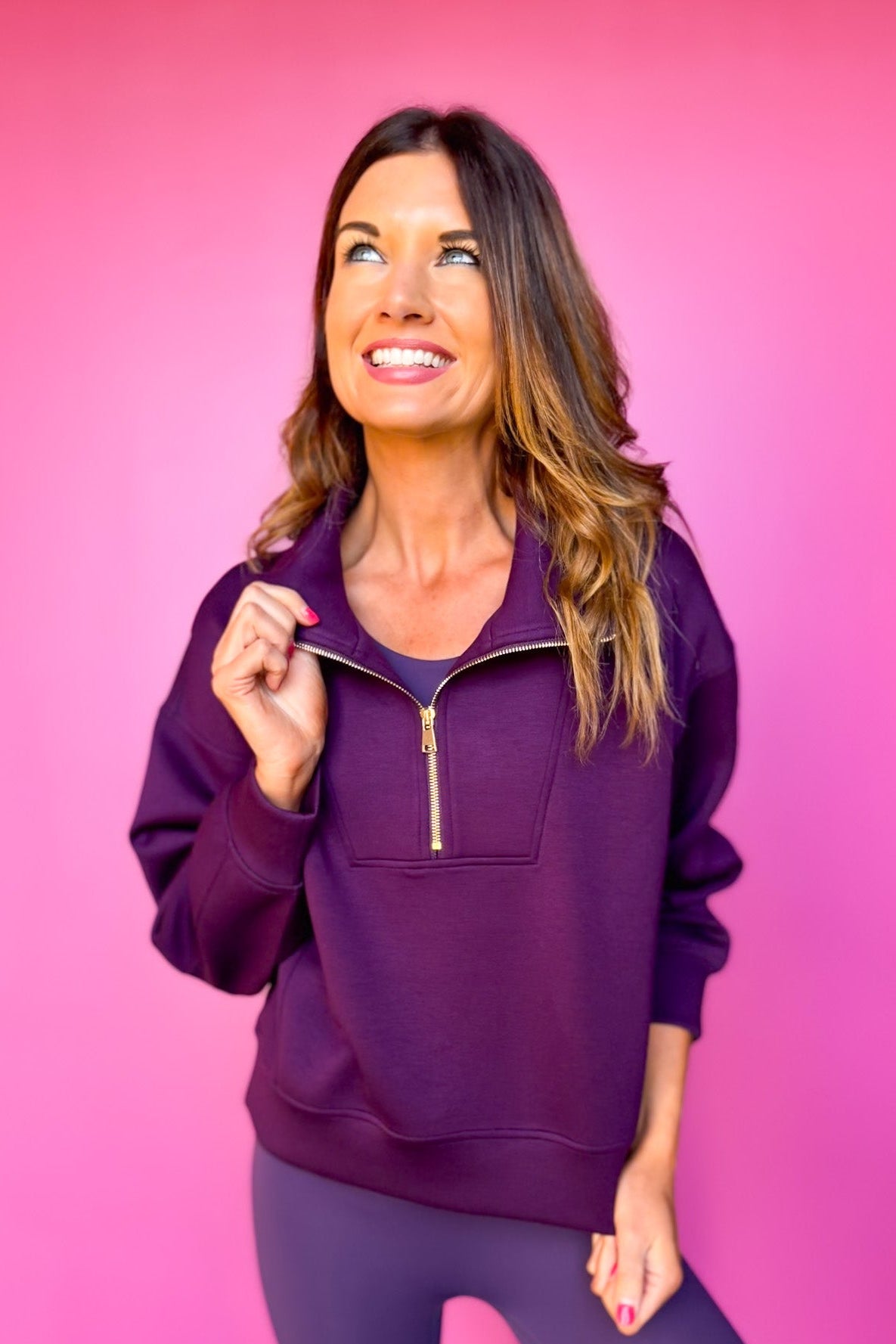 SSYS Ainsley Cropped Air Pullover In Dark Purple