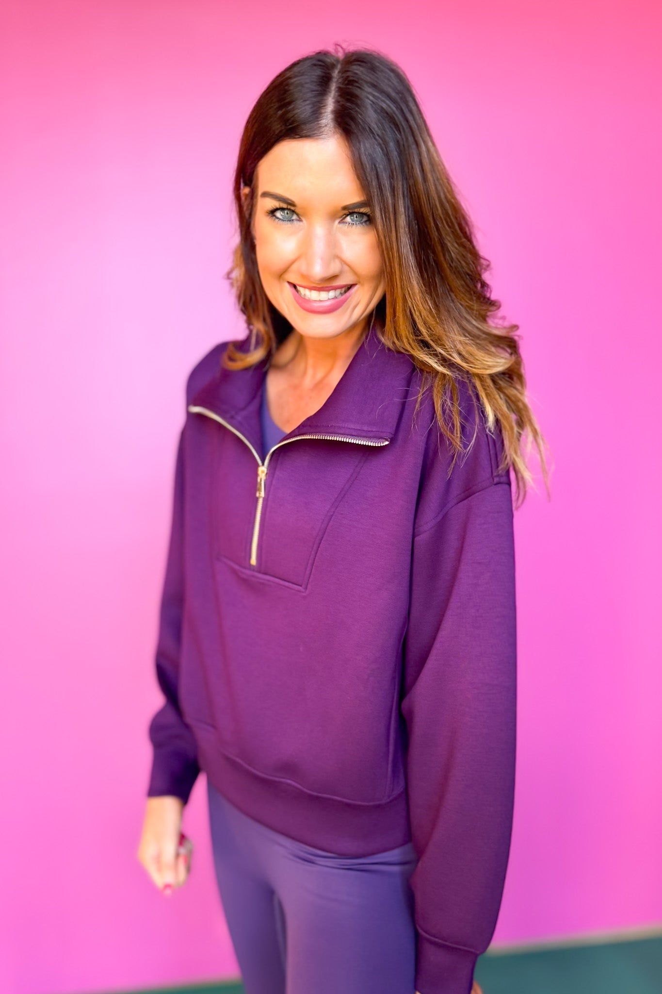 SSYS Ainsley Cropped Air Pullover In Dark Purple