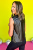 SSYS Black Metallic Active Cap Sleeve Tank