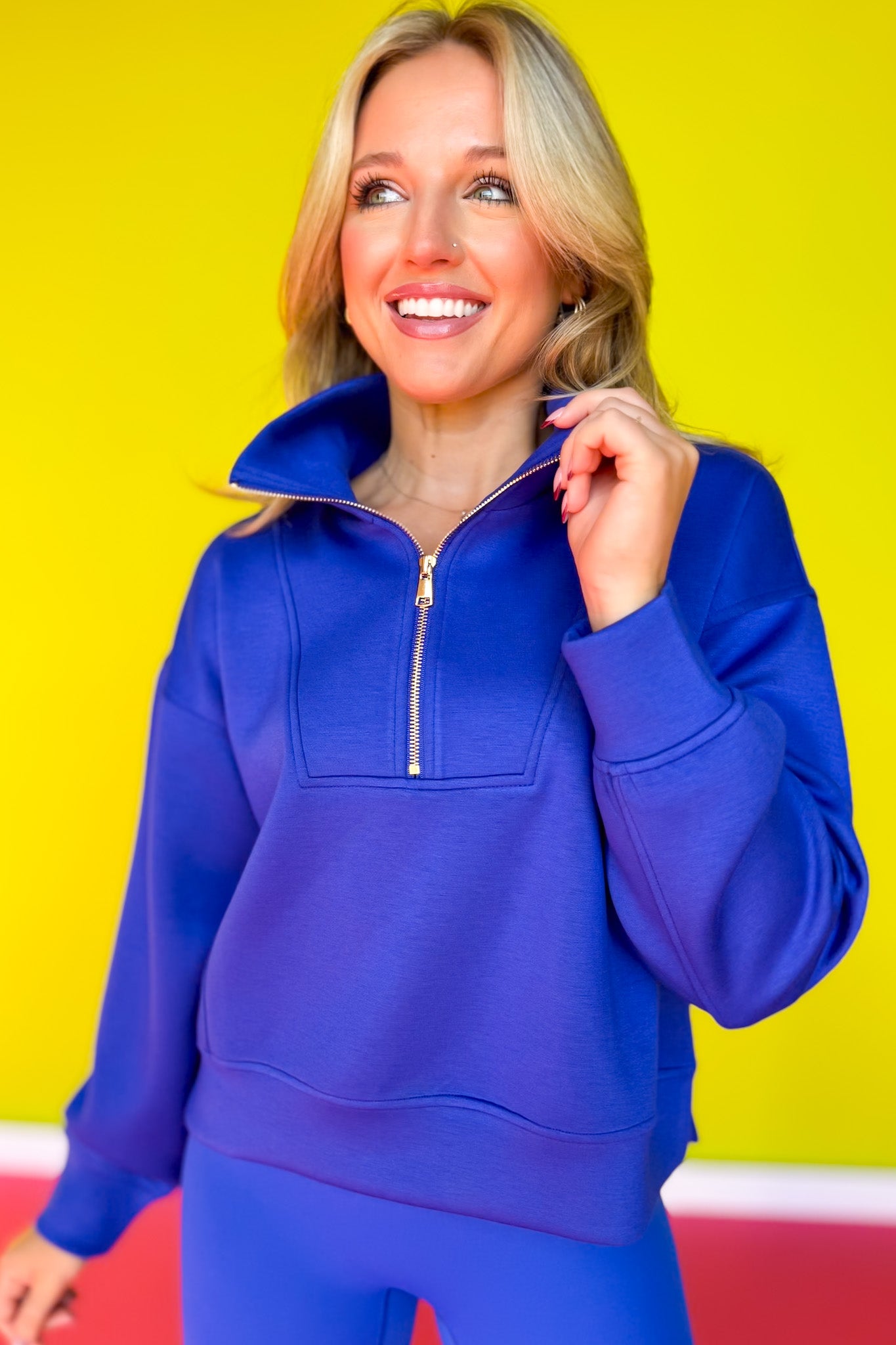 SSYS Ainsley Cropped Air Pullover In Royal