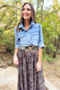 SSYS Regina Denim Pearl Button Long Sleeve Top