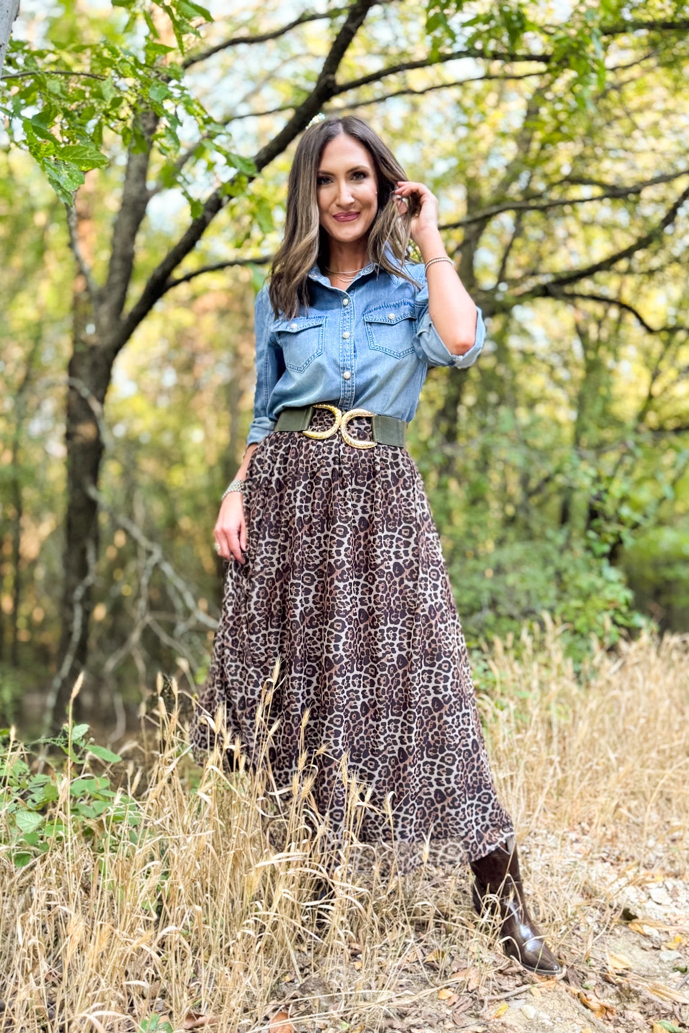 SSYS Ember Mesh Tulle Midi Skirt In Animal