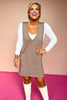 Brown Knit Pocket Pinafore Sweater Dress *FINAL SALE*