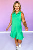 SSYS Sleeveless Margaret Drop Waist Collared Scuba Dress In Kelly Green *FINAL SALE*