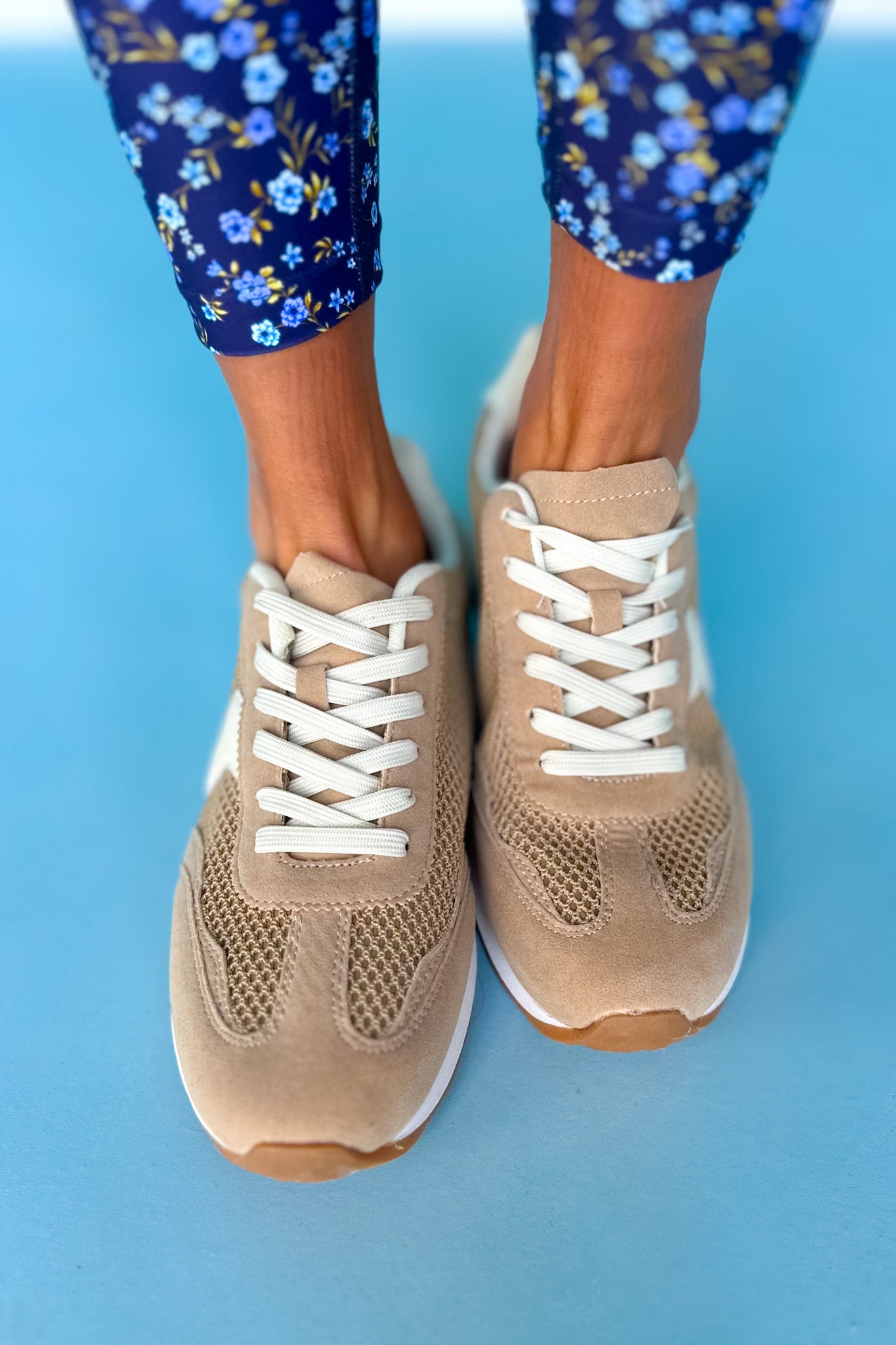 Camel Mesh Detail Sneakers