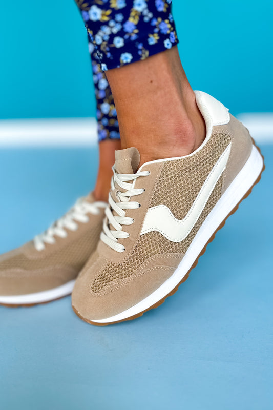 Camel Mesh Detail Sneakers