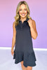 SSYS Sleeveless Margaret Drop Waist Collared Scuba Dress In Black