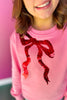 SSYS Kids Dorothy Bow Sequin Sweatshirt In Bubblegum