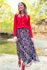 SSYS Ember Mesh Tulle Midi Skirt In Dark Floral
