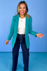 Teal Open Front Classic Blazer, chic, work blazer, professional, sophisticated, pockets, ssys by mallory fitzsimmons