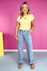 SSYS Light Yellow Ribbed Short Sleeve Tee Shirt