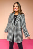 Black Plaid Open Front Jacket