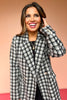 Black Plaid Open Front Jacket