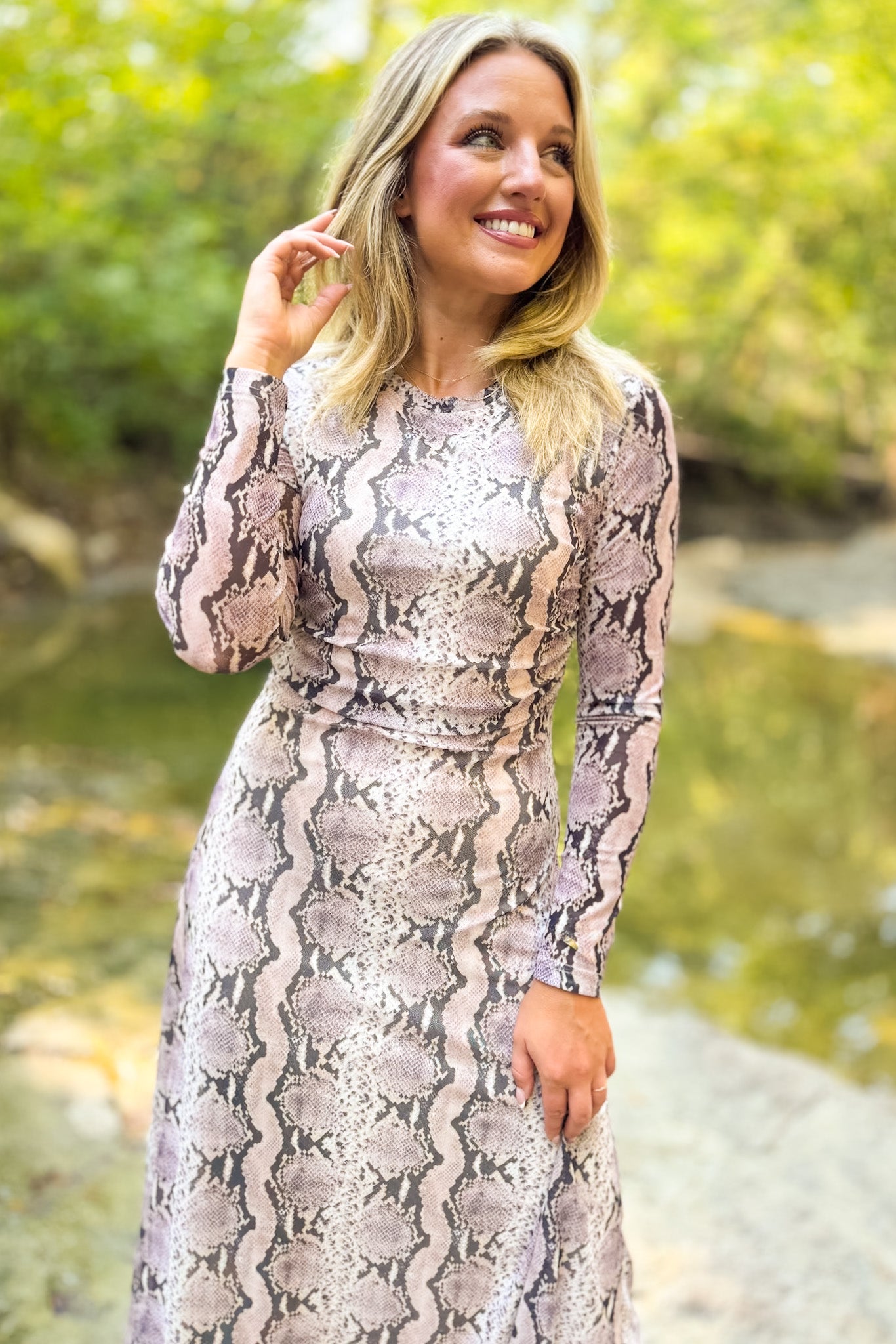 SSYS Brynn Mesh Midi Dress In Animal Scales