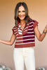 Rust Ribbed Stripe Colorblock Half Zip Short Sleeve Sweater Top, stripe top, zip top, chic top, trendy top, trendy style, fall style, fall fashion, must have fashion, mom style, ssys by mallory fitzsimmons