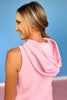 SSYS Sleeveless Sophie Ribbed Quilted Hoodie Top In Light Pink