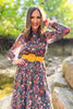 SSYS Danielle Printed Sheer Sleeve Dress In Floral