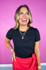 Black Ribbed Round Neck Short Sleeve Top *FINAL SALE*