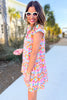 SSYS Alissa Short Sleeve Poplin Printed Ruffle Dress In Bright Bloomscape