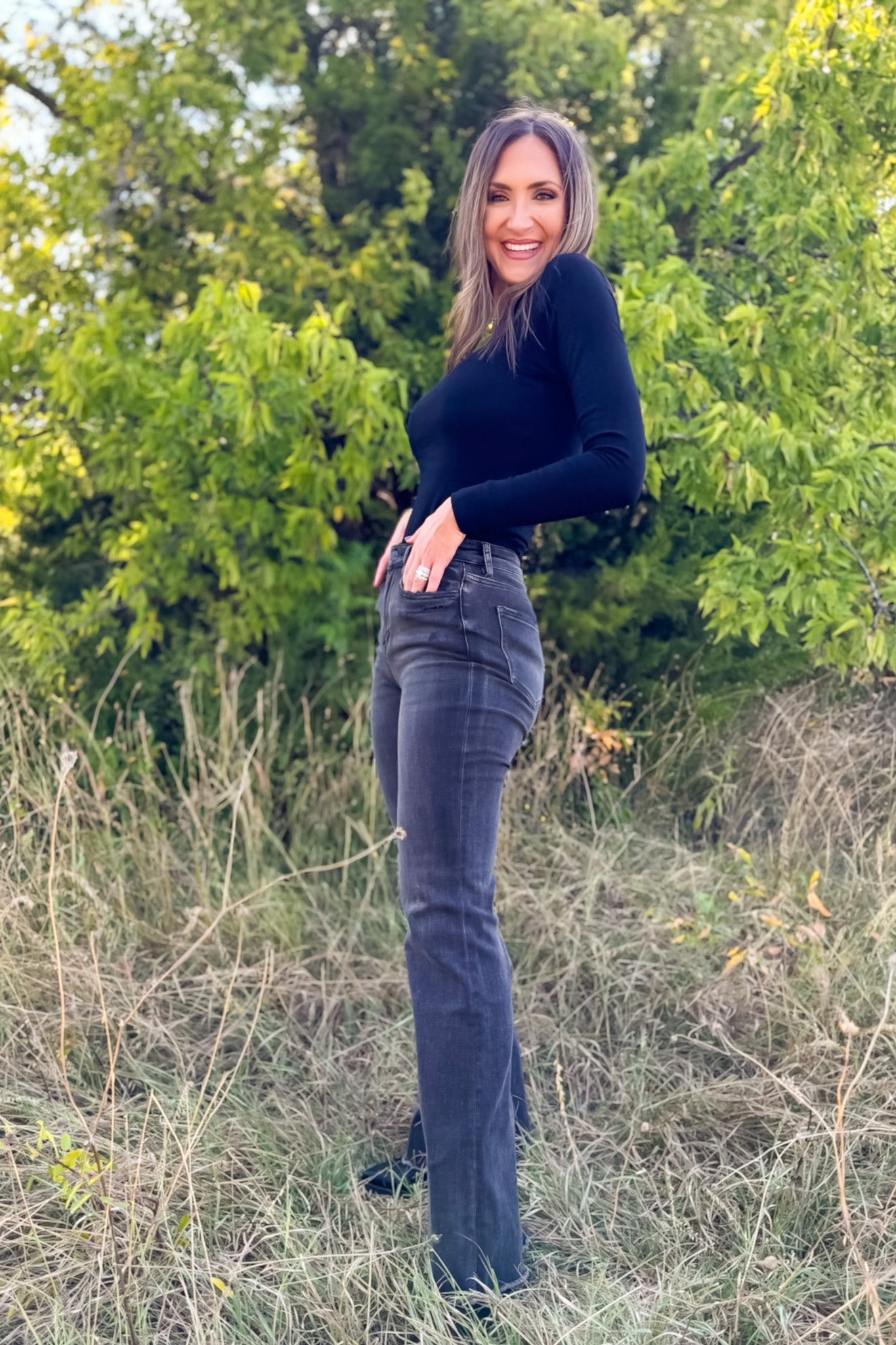 Mica Black Super High Rise Vintage Flare Jeans