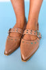 Beige Buckle Point Toe Ballet Flats