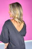 Black Knit Drop Shoulder Short Sleeve Romper *FINAL SALE*