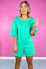 Green Knit Drop Shoulder Short Sleeve Romper *FINAL SALE*