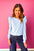 SSYS Shelley Long Puff Sleeve Top In Baby Blue