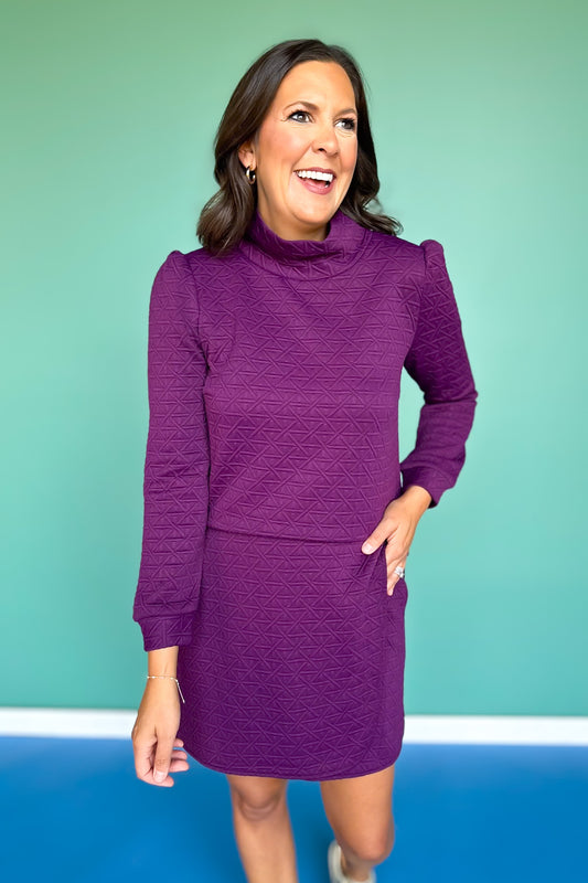 SSYS Faith Lattice Mock Neck Top Skort Set In Plum