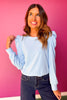 SSYS Shelley Long Puff Sleeve Top In Baby Blue